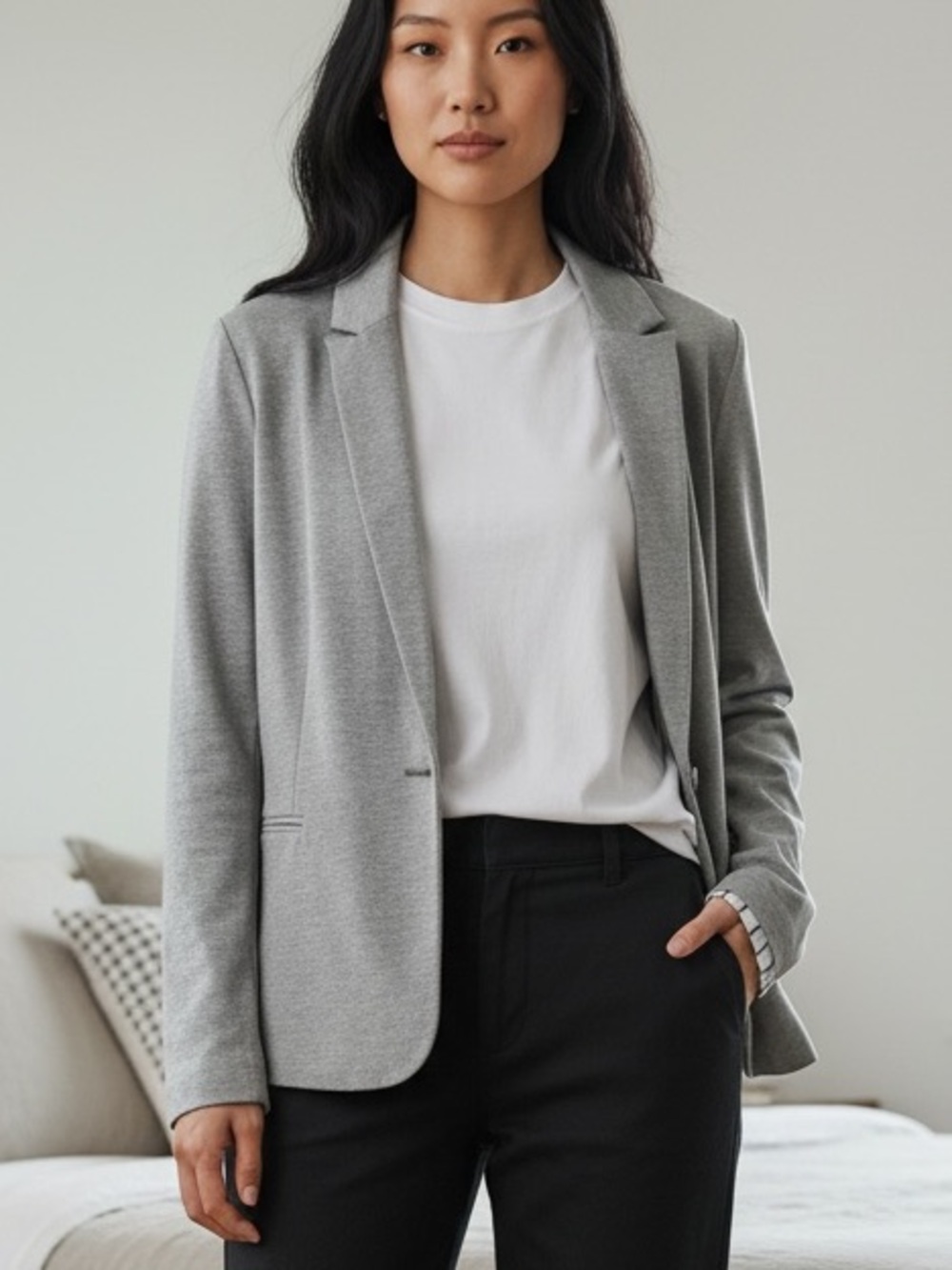 Adrianna Papell Light Gray Knit Blazer